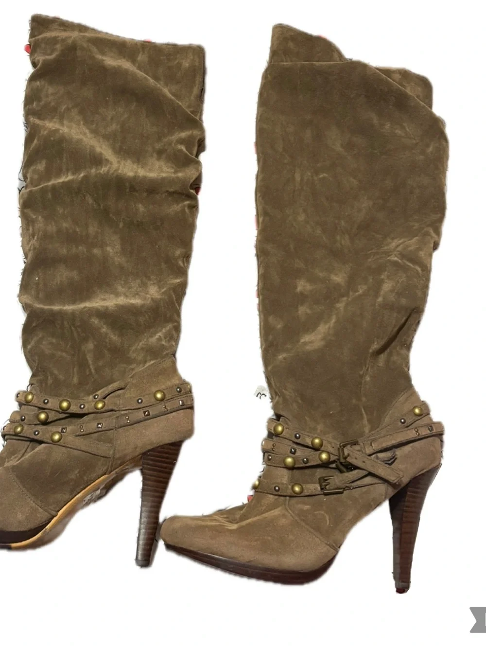 Bakers Olive Brown Suede Over-the-Knee High-Heel Boots
